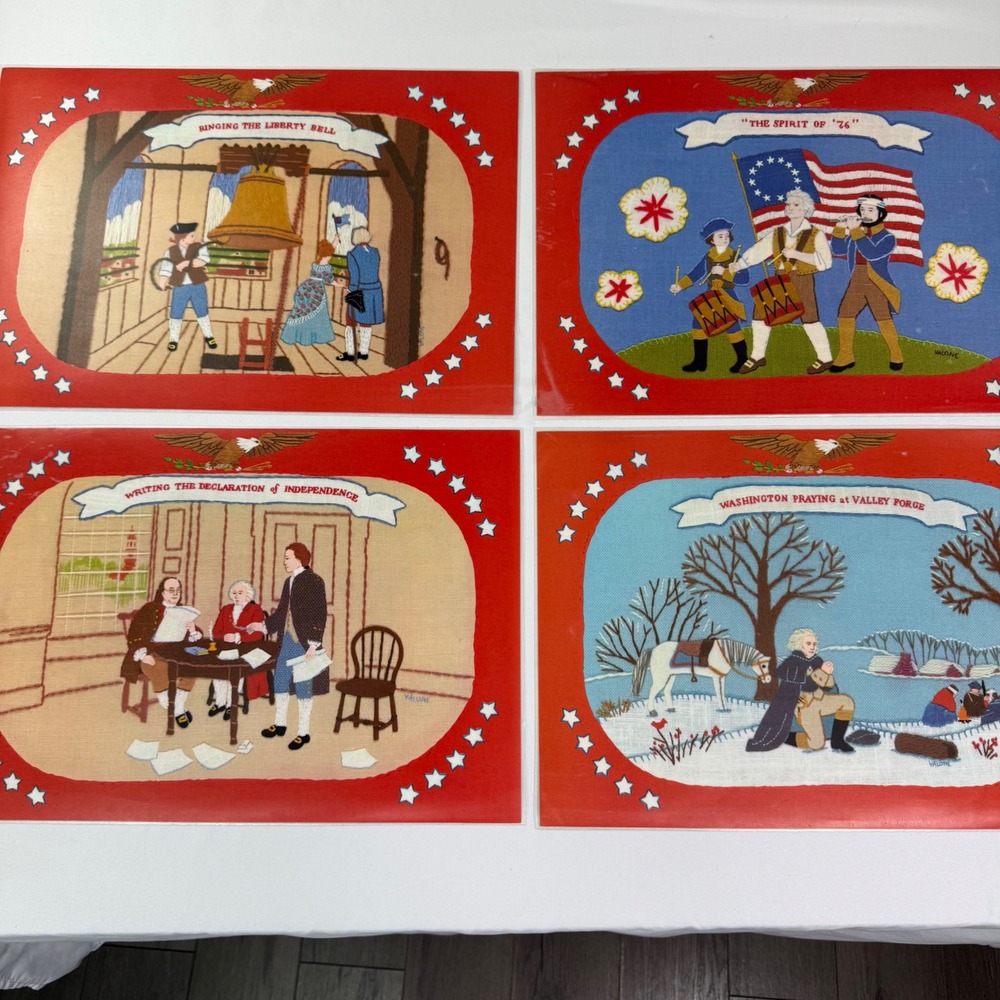 Vintage Bright of America Bicentennial Placemats Set of 4 Reversible 1776-1976